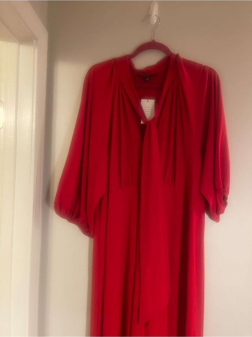 Eloquii Red Midi Dress with Tie Neck